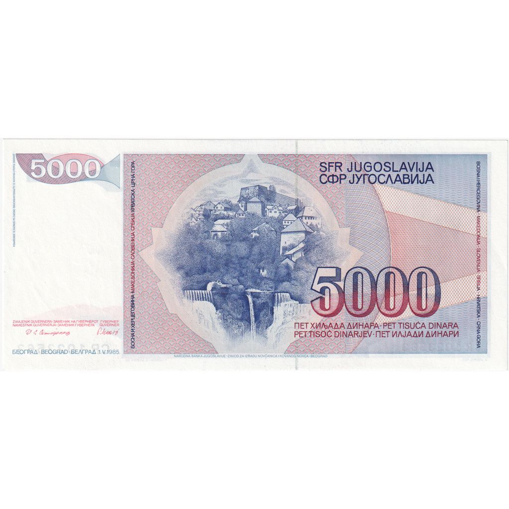 Joegoslaviëe, 5000 Dinara, 1985, 1985-05-01, KM:93a, NIEUW