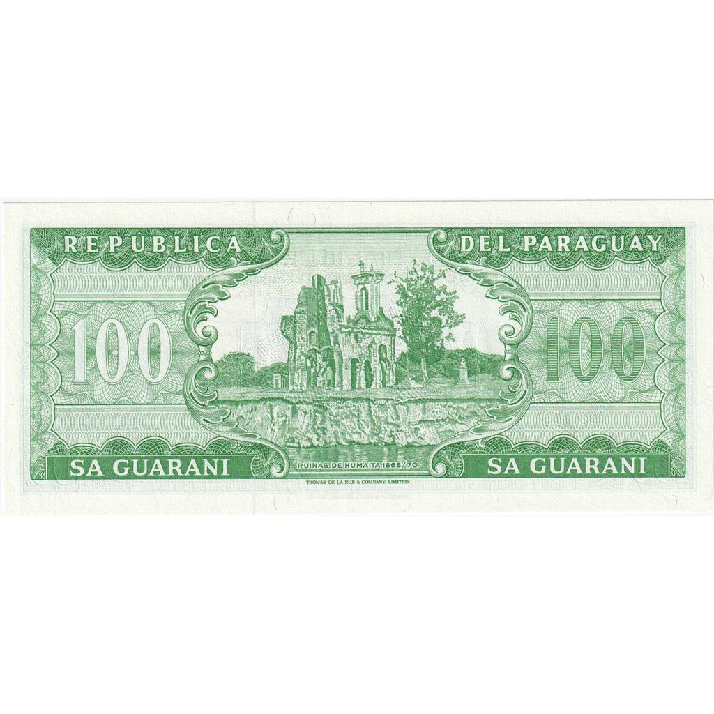 Paraguay, 100 Guaranies, 1952, 1952-03-25, KM:205, UNC(65-70)