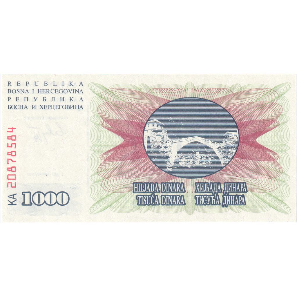 Bosnia - Herzegovina, 1000 Dinara, 1992, 1992-07-01, KM:15a, UNC(65-70)