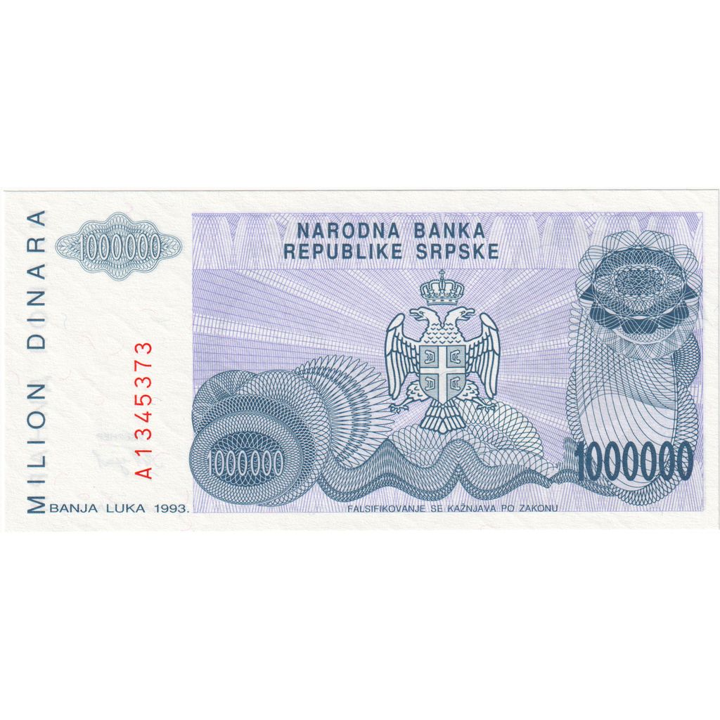Bosnia - Herzegovina, 1,000,000 Dinara, 1993, KM:152a, UNC(65-70)