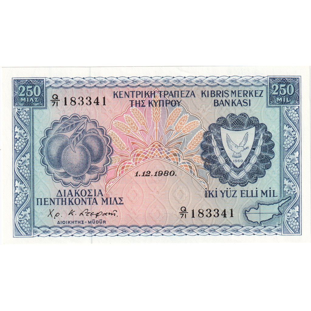Cyprus, 250 Mils, 1980, 1980-12-01, KM:41c, NIEUW