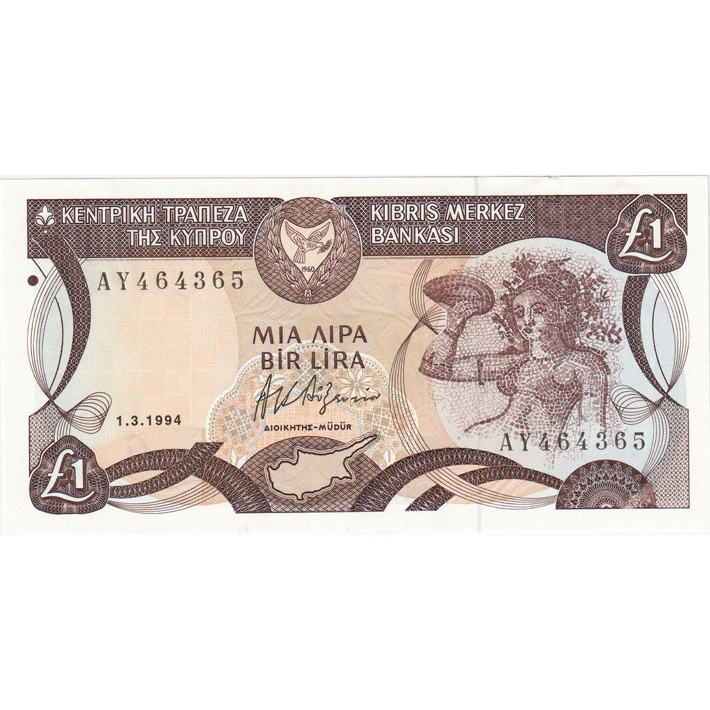 Chipre, 1 Pound, 1994, 1994-03-01, KM:53c, UNC(65-70)