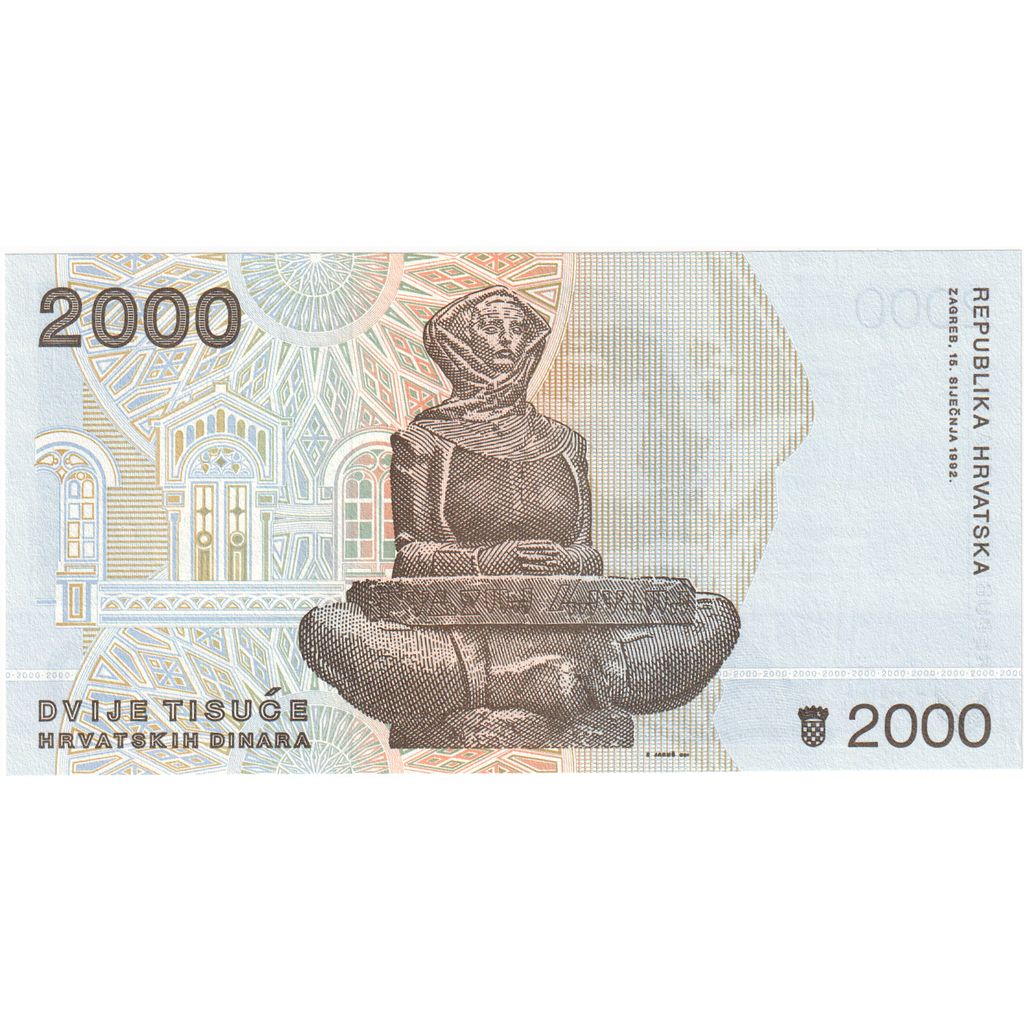 Croazia, 2000 Dinara, 1992, 1992-01-15, KM:23a, FDS