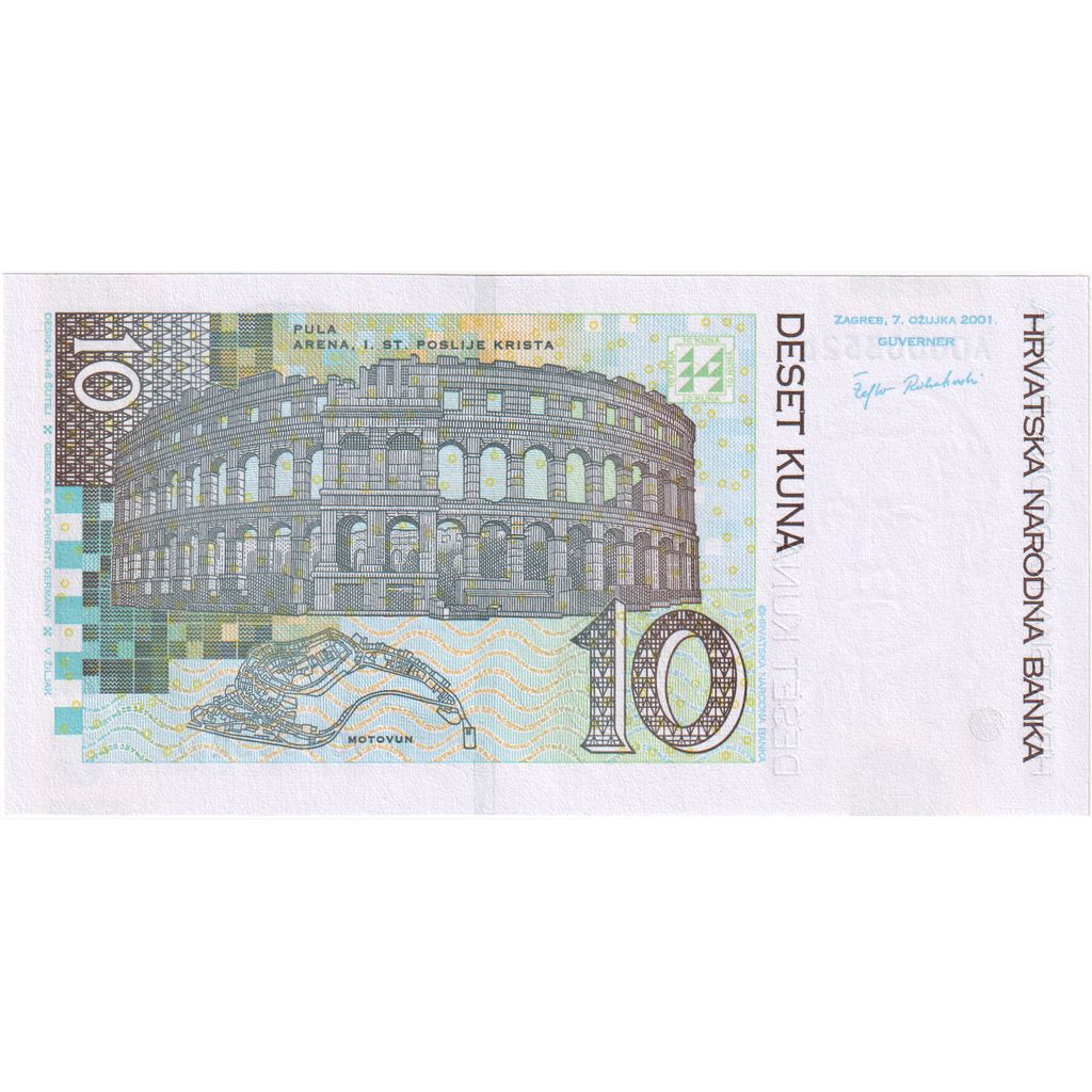 Croatia, 10 Kuna, 2001, 2001-03-07, KM:38, UNC(65-70)
