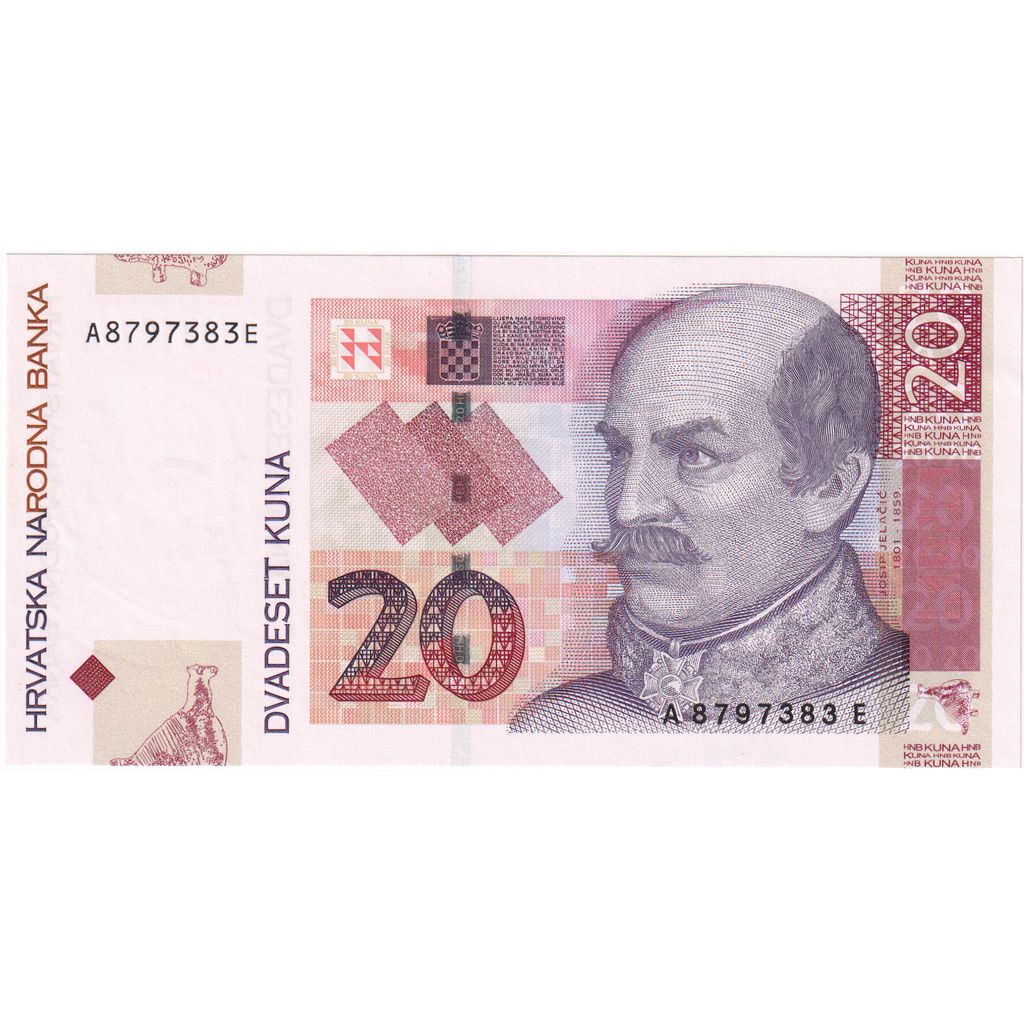 Croatia, 20 Kuna, 2001, 2001-03-07, KM:39, UNC(65-70)