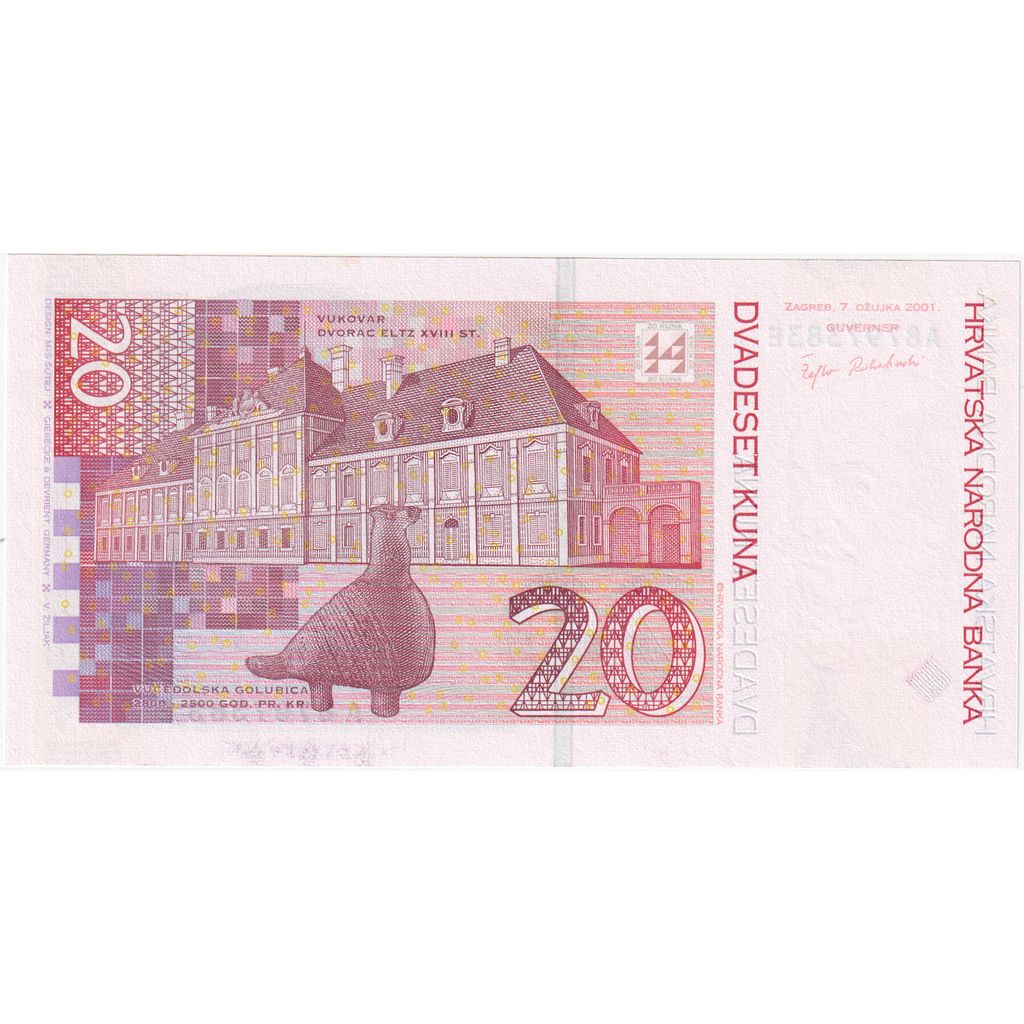 Croatia, 20 Kuna, 2001, 2001-03-07, KM:39, UNC(65-70)