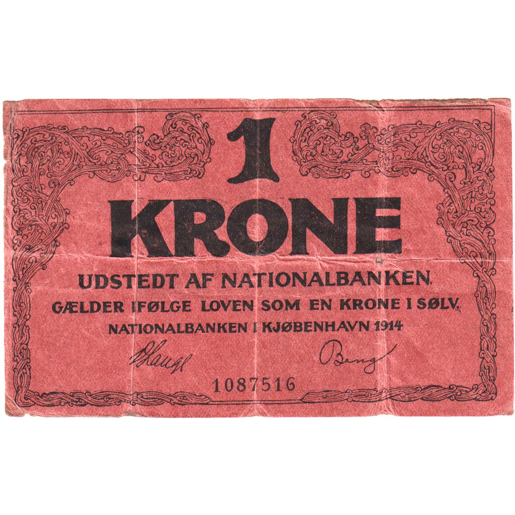 Dinamarca, 1 Krone, 1914-10-01, EF(40-45)