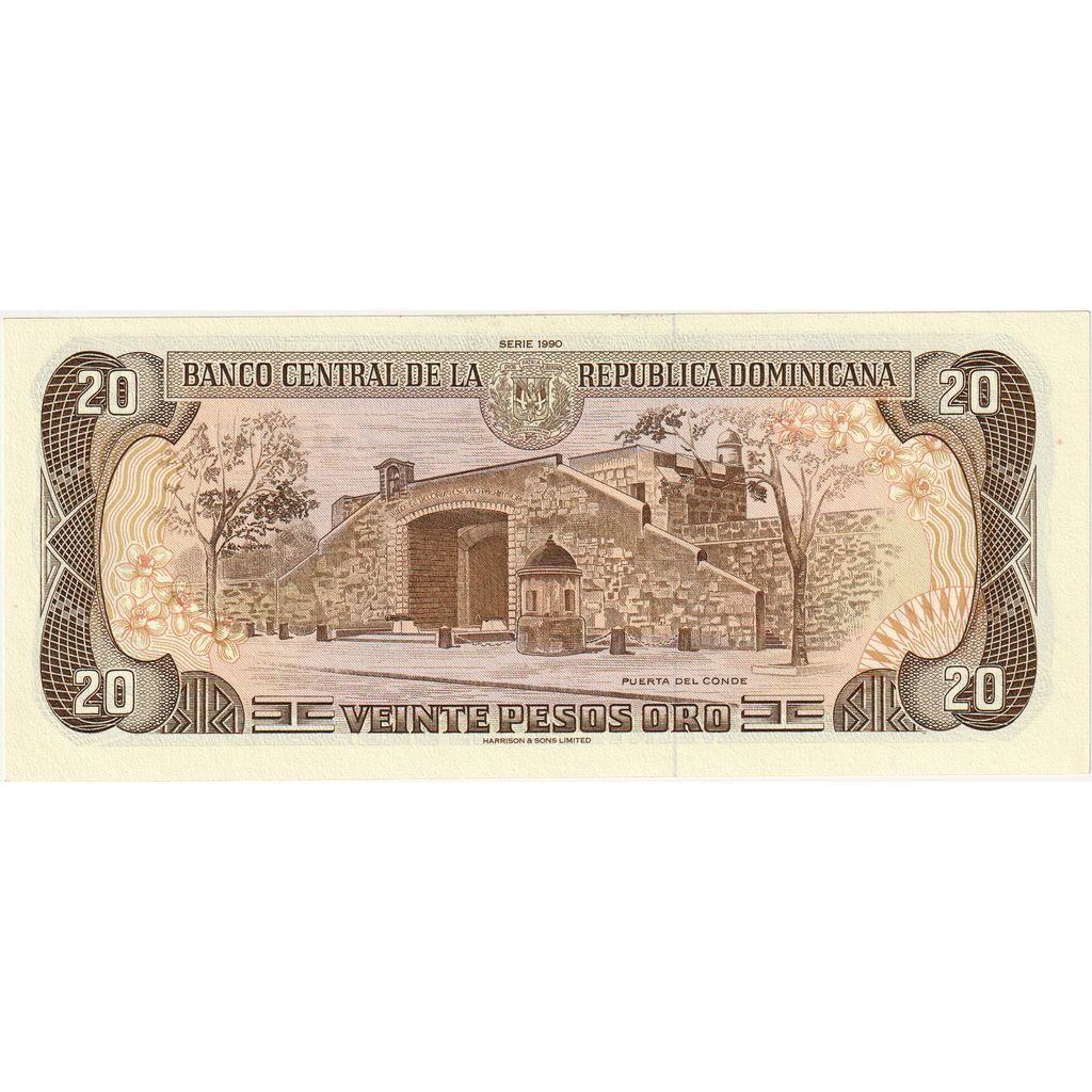 Banknote, Dominican Republic, 20 Pesos Oro, 1990, UNdated (1990), KM:133