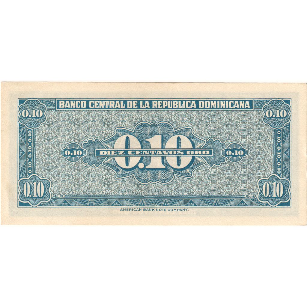 Billete, 10 Centavos Oro, 1961, República Dominicana, Undated (1961), KM:85a