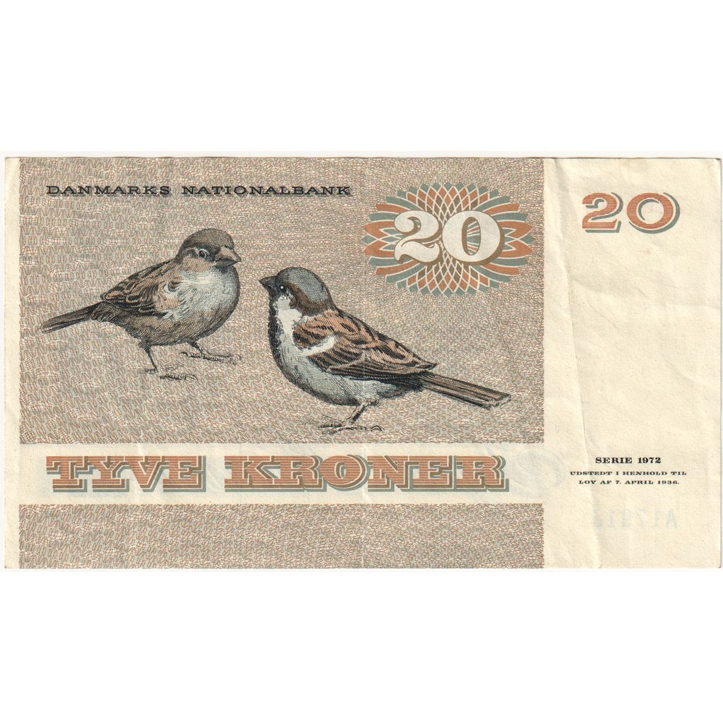 Denmark, 20 Kroner, 1972, KM:49a, UNC(63)