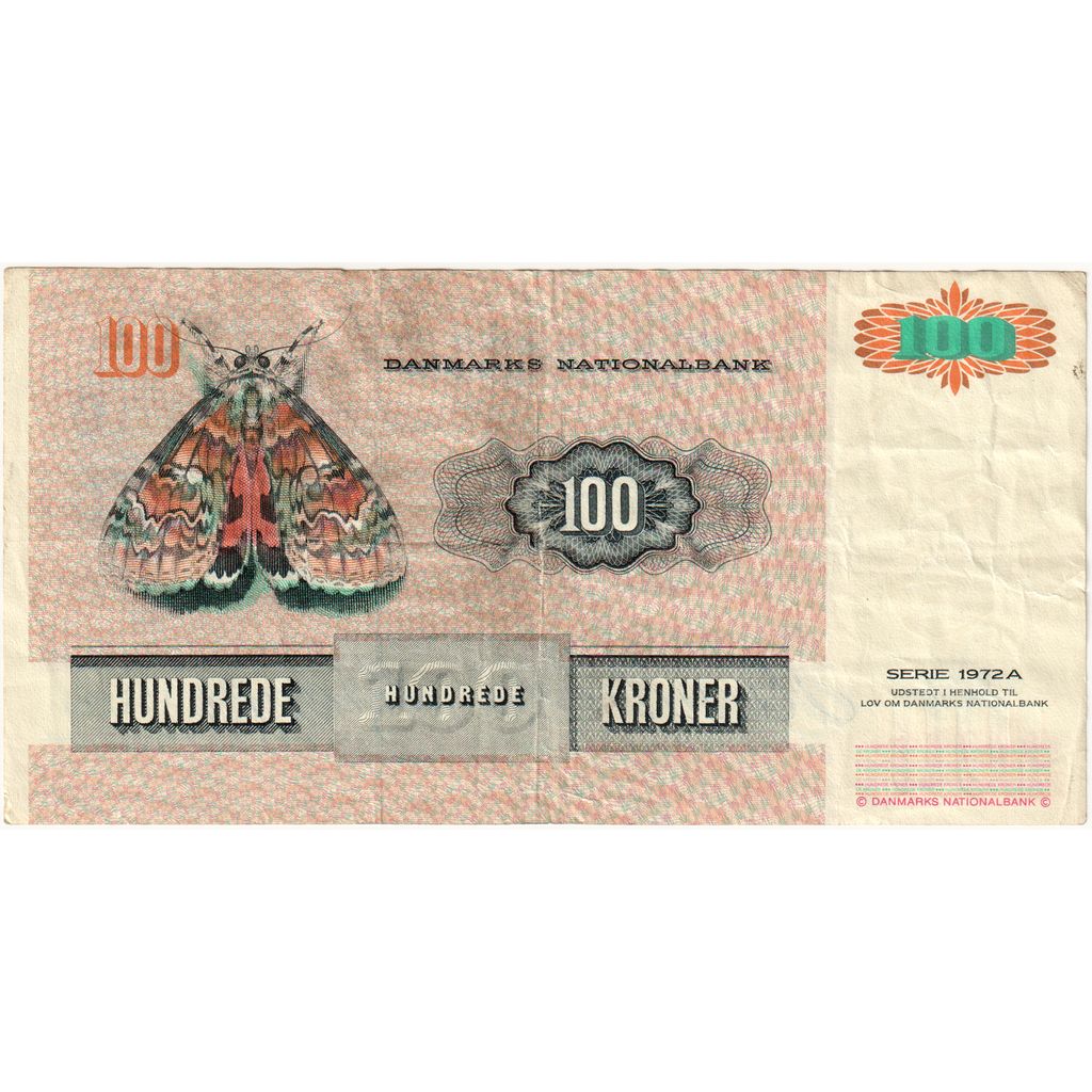 Danimarca, 100 Kroner, 1972, KM:54b, BB