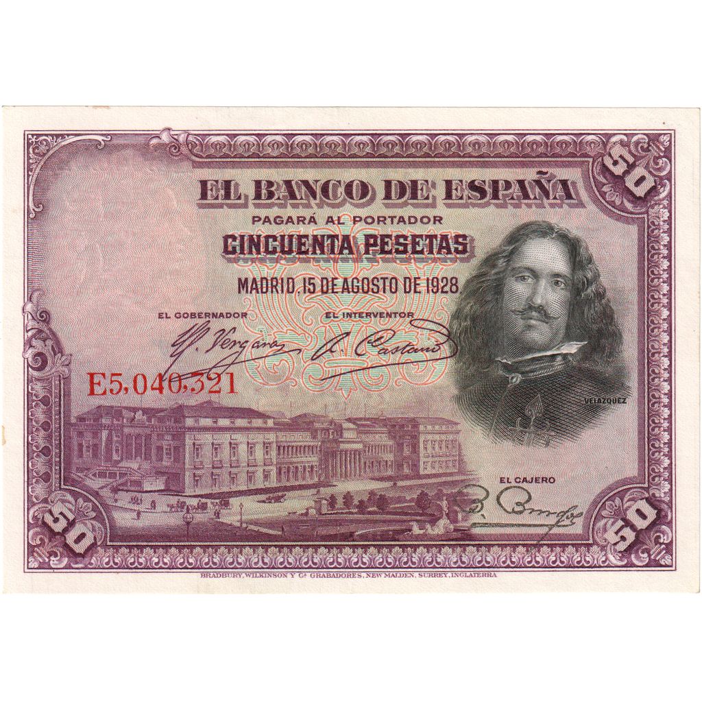 Spanje, 50 Pesetas, 1928, 1928-08-15, KM:75b, SUP