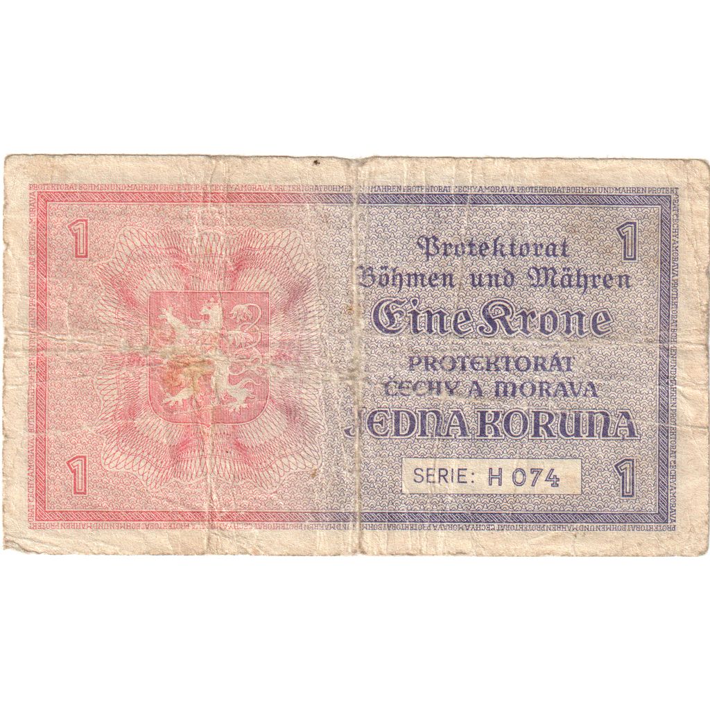 Bohemia and Moravia, 1 Koruna, VF(30-35)