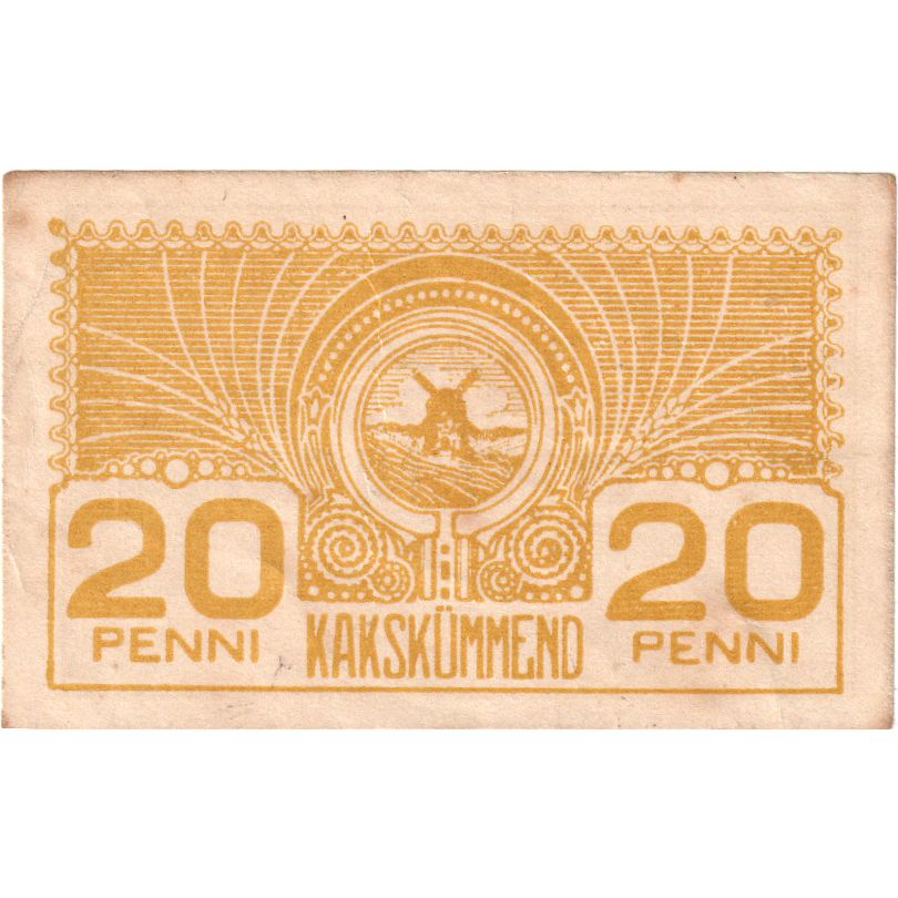 Banknote, Estonia, 20 Penni, 1919, Undated (1919), KM:41a, UNC(65-70)