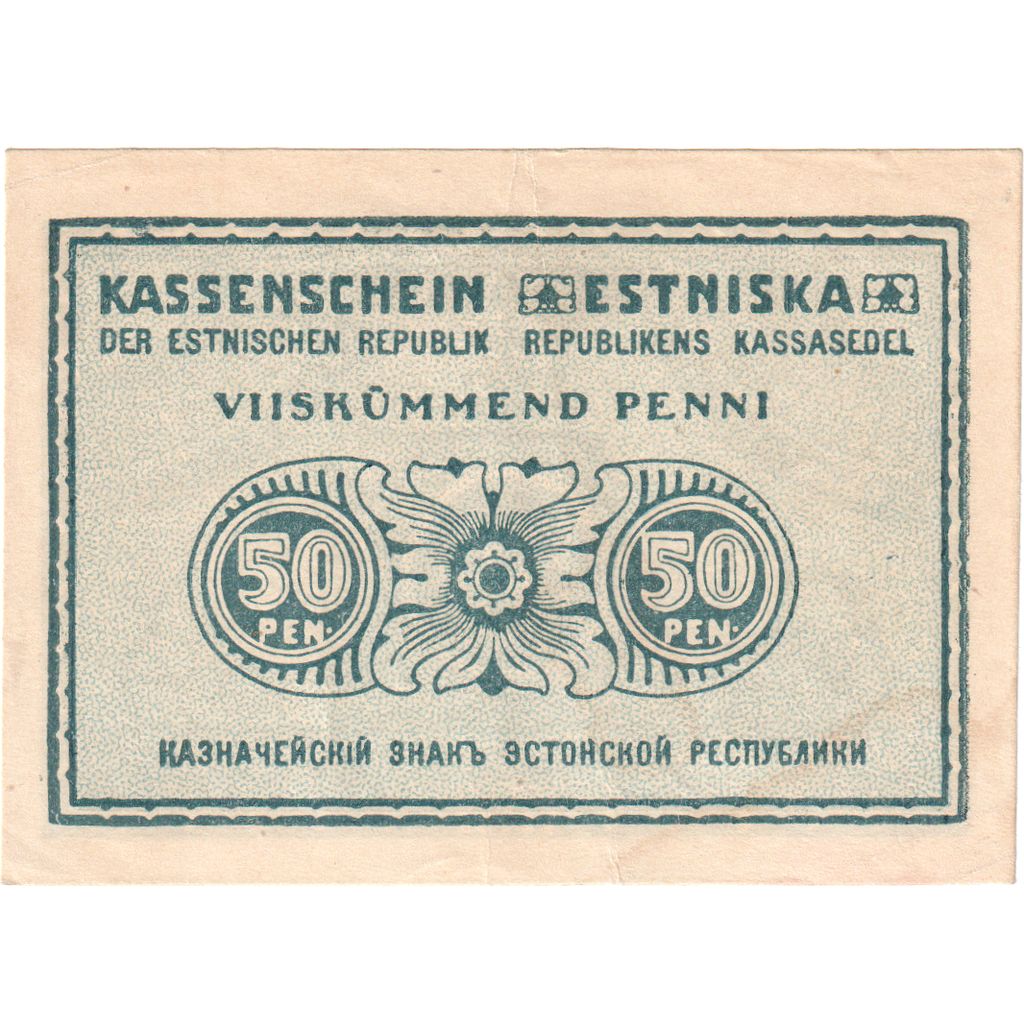Banconote, Estonia, 50 Penni, 1919, KM:42a, Undated, BB