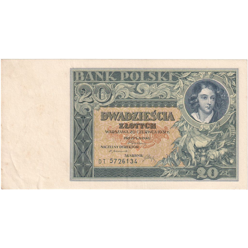 Poland, 20 Zlotych, 1931, 1931-06-20, KM:73, UNC(63)