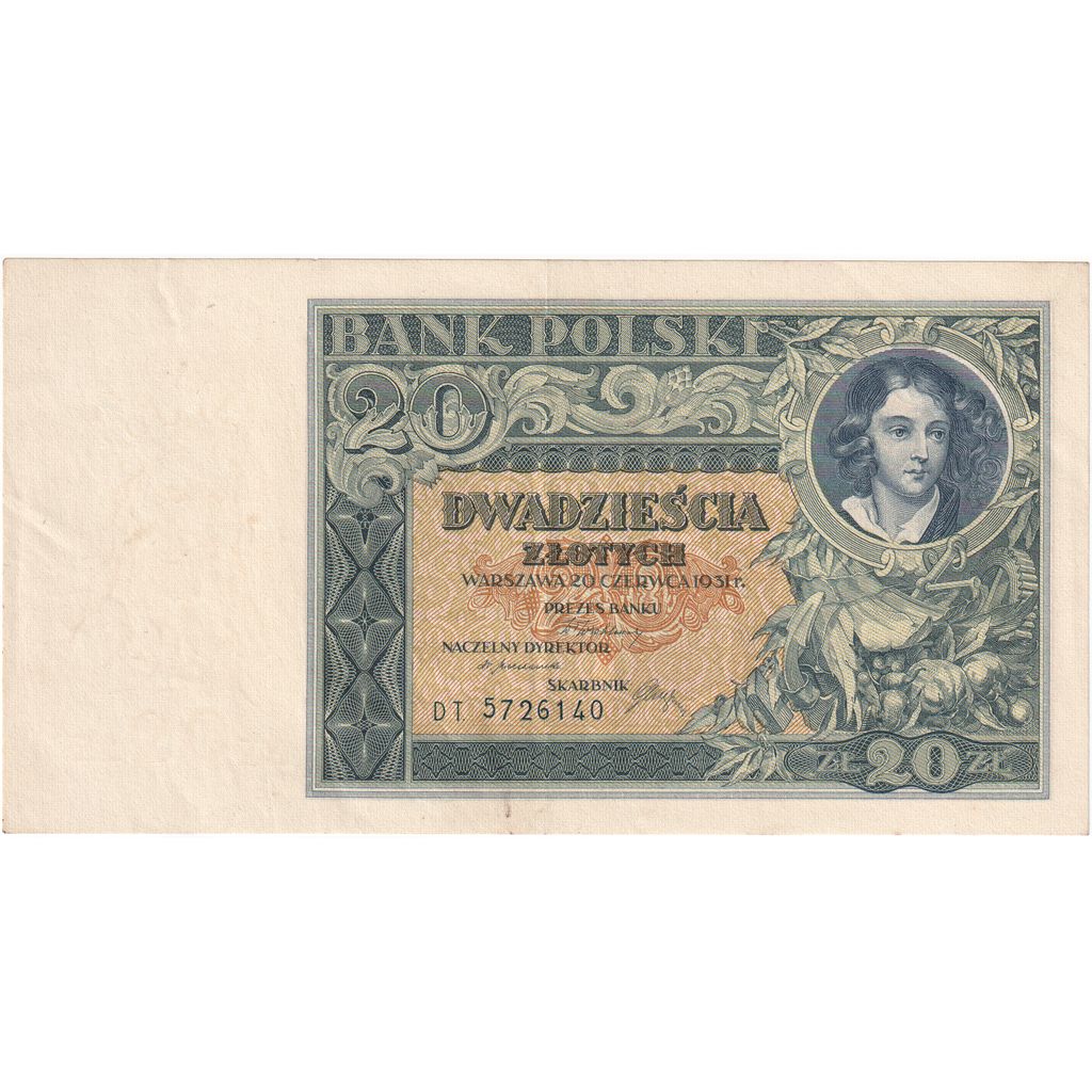 Poland, 20 Zlotych, 1931, 1931-06-20, KM:73, UNC(63)