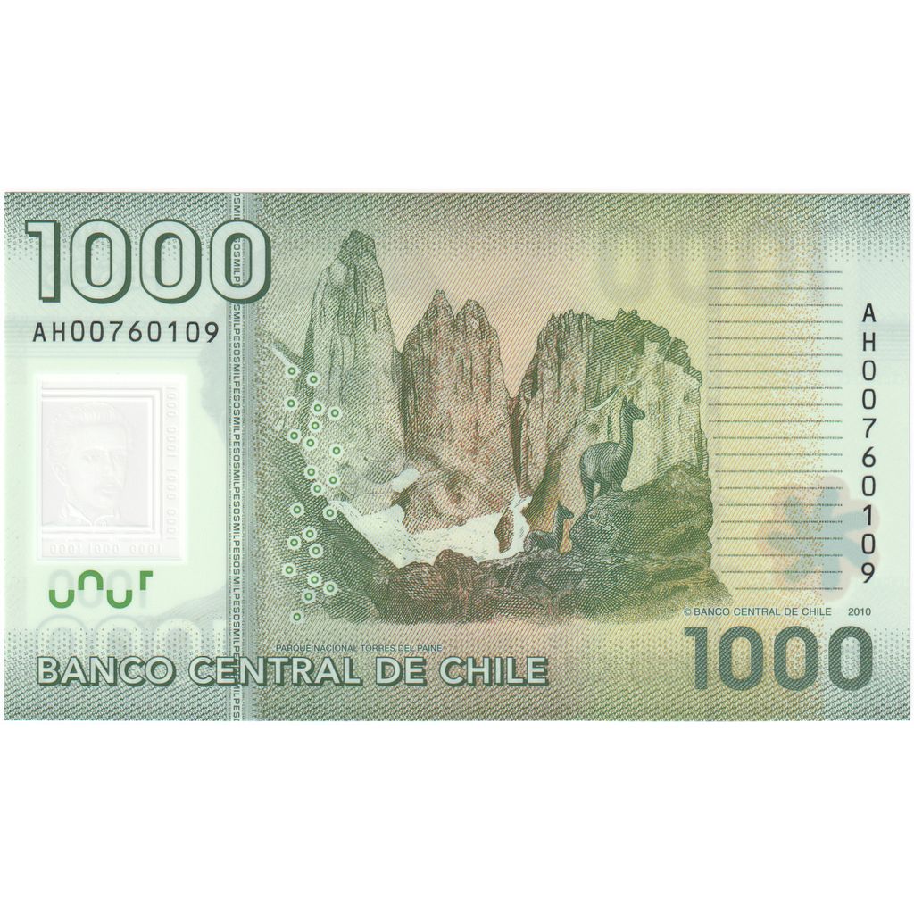 Chile, 1000 Pesos, 2010, KM:161, UNC(65-70)