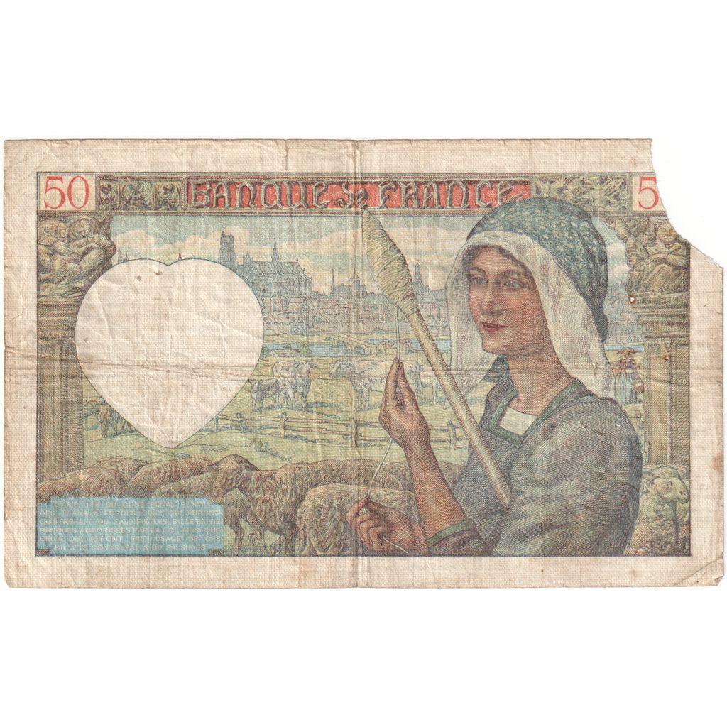 França, 50 Francs, Jacques Coeur, 1940, G.1356776, F(12-15), Fayette:19.02