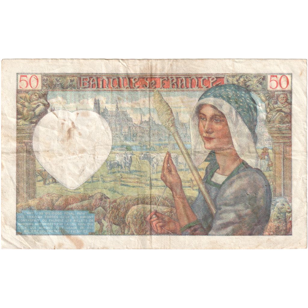 Francja, 50 Francs, Jacques Coeur, 1940, T.2147370, VF(30-35), Fayette:19.03