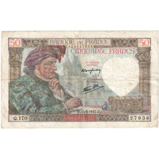 Francia, 50 Francs, Jacques Coeur, 1942, Q.17027936, MBC, KM:93