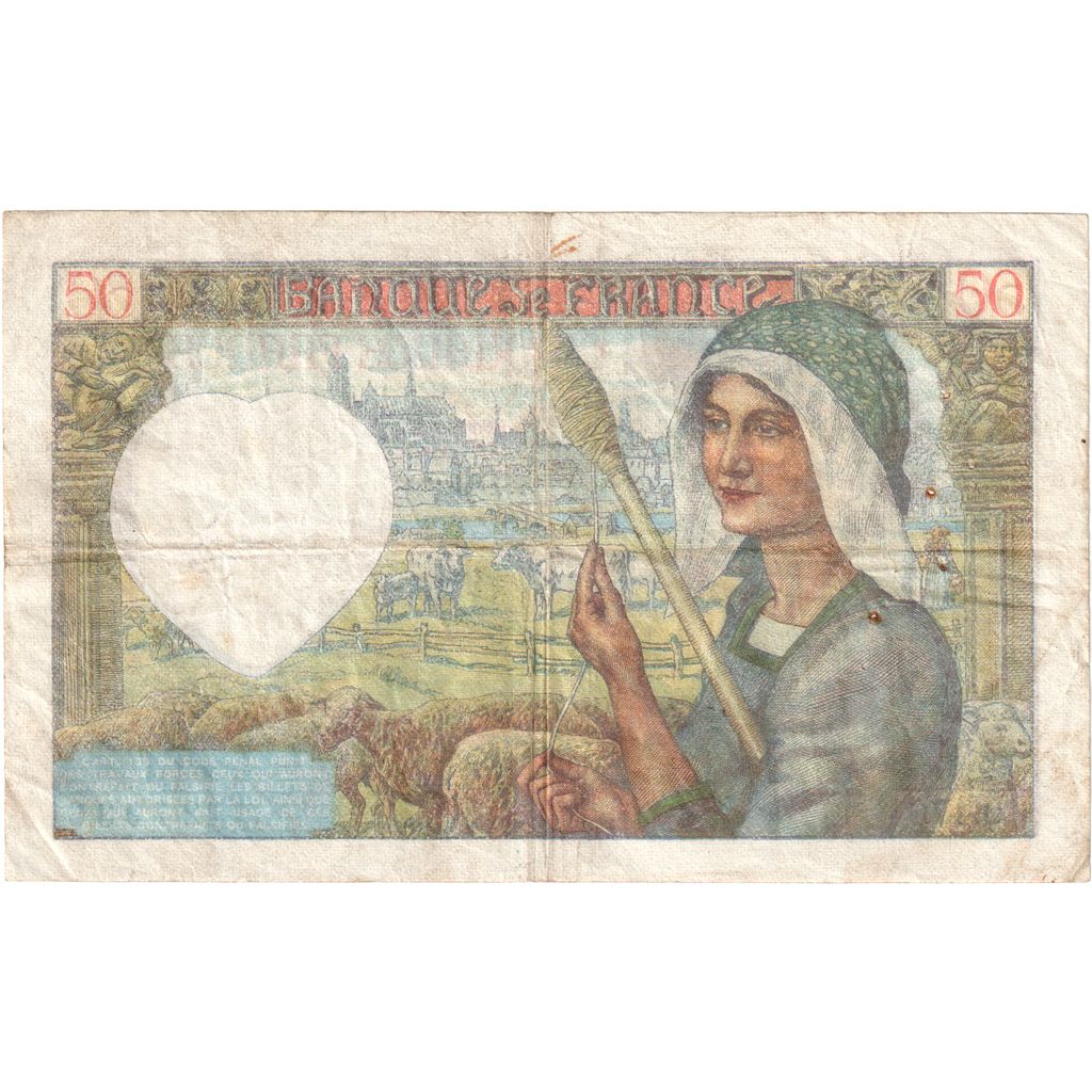 Francja, 50 Francs, Jacques Coeur, 1942, Q.17027936, EF(40-45), KM:93