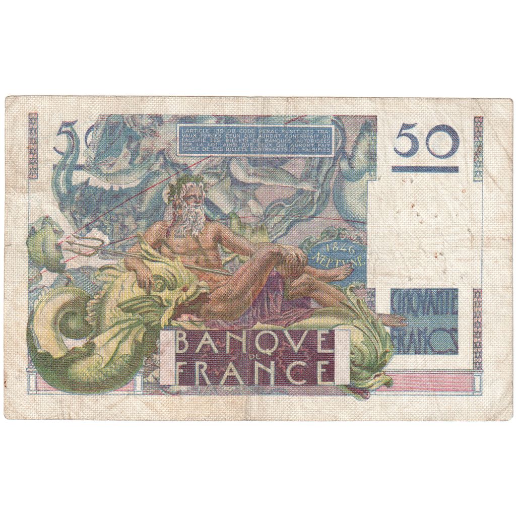 França, 50 Francs, Le Verrier, 1946-03-28, O.4, VF(30-35)