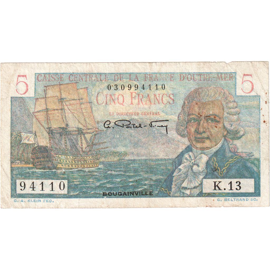 French Equatorial Africa, 5 Francs, Bougainville, Undated (1950-1960), VF(30-35)