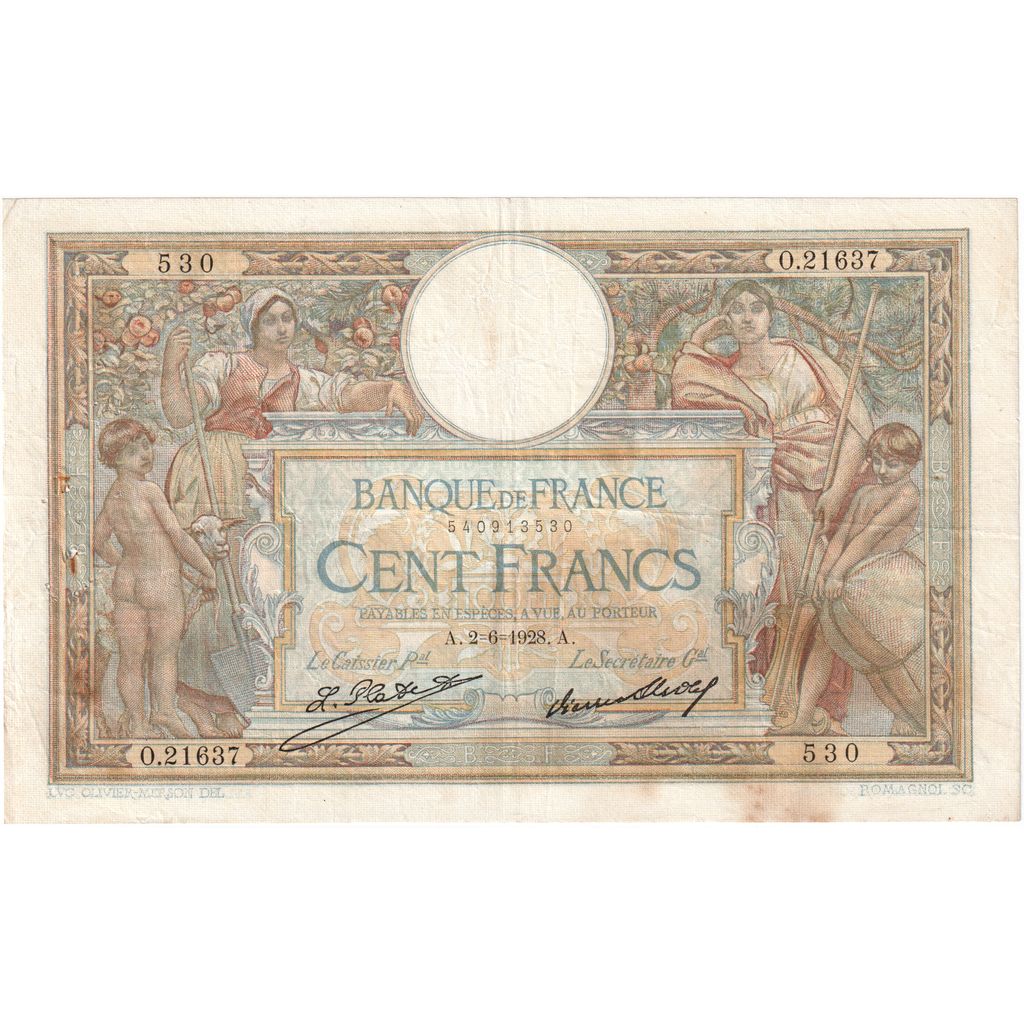 Francja, 100 Francs, Luc Olivier Merson, 1928-06-02, O.21637530, EF(40-45)