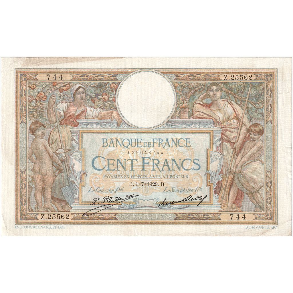 Francja, 100 Francs, Luc Olivier Merson, 1929-07-01, Z.25562744, AU(50-53)