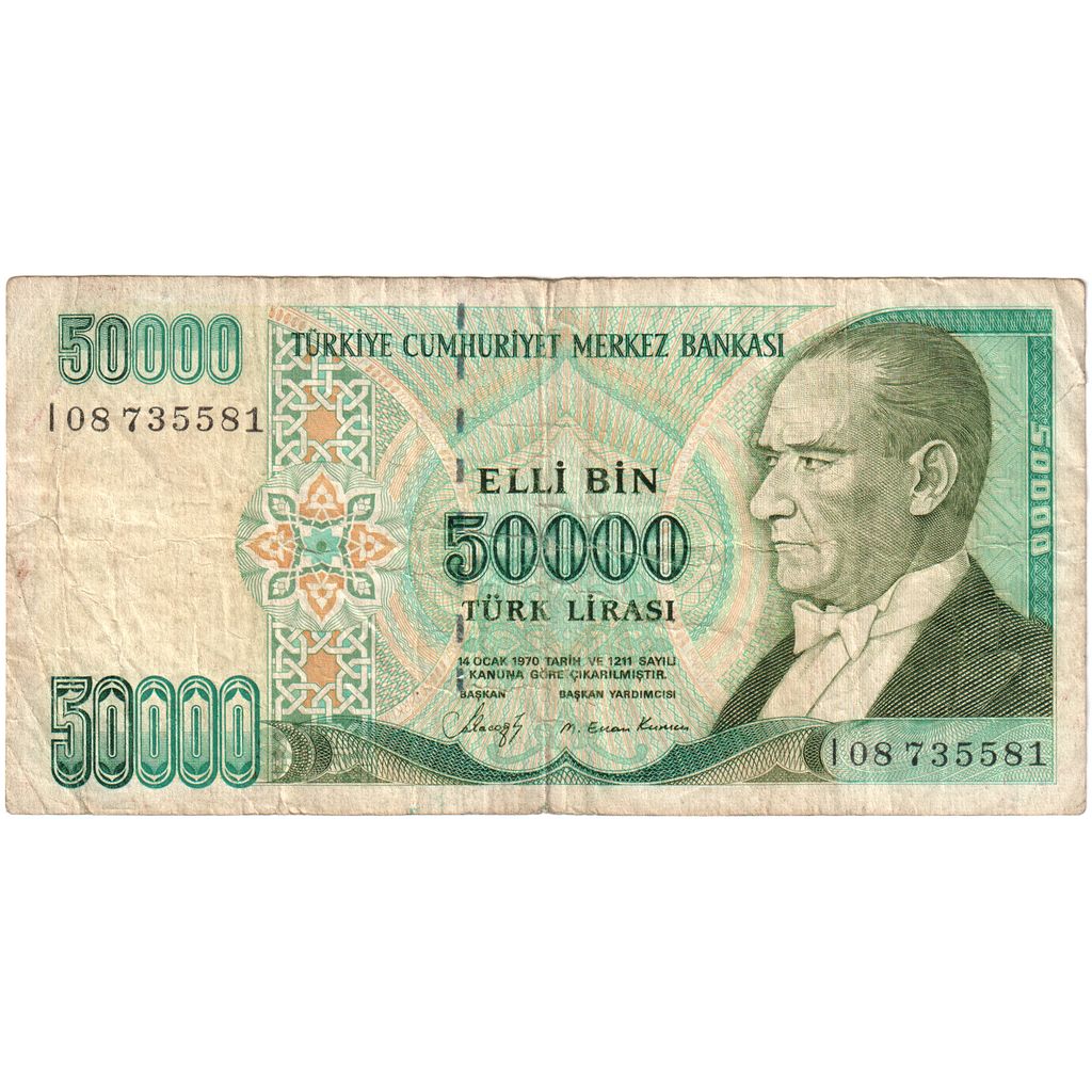 Turquia, 50,000 Lira, VF(20-25)
