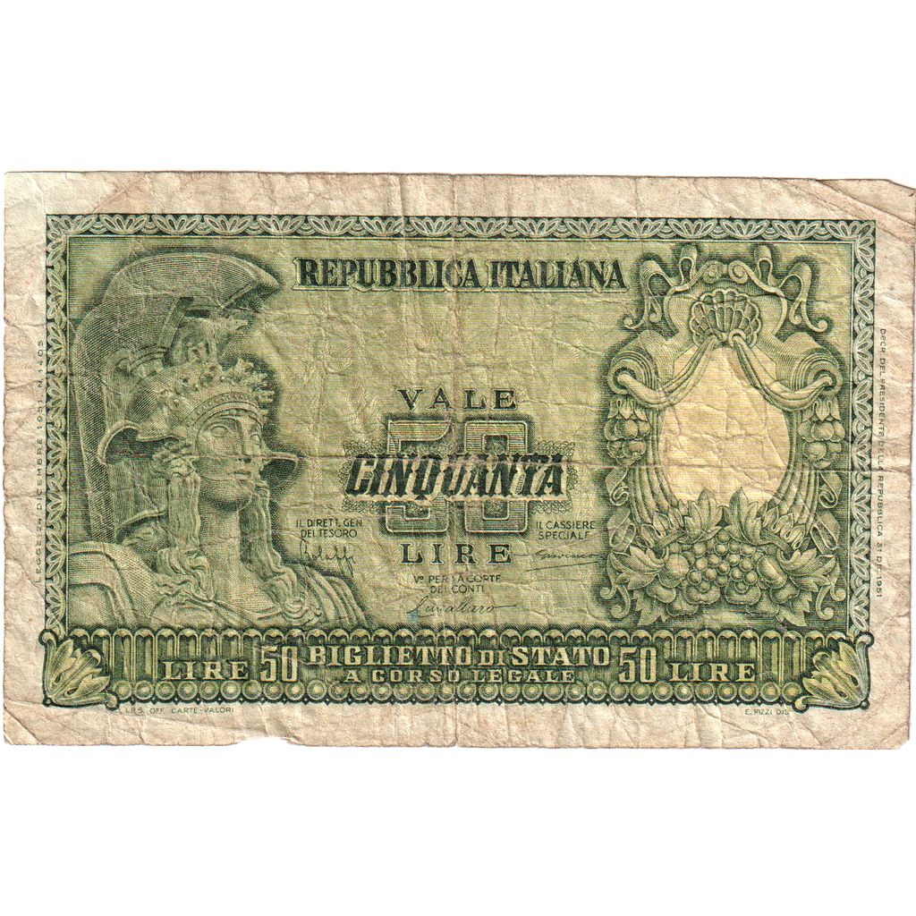 Italy, 50 Lire, 1951-12-31, VF(20-25)
