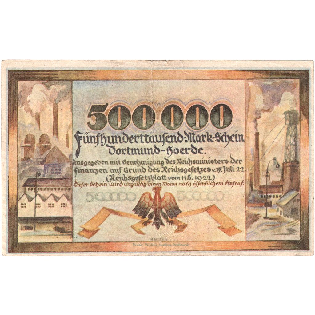 Alemania, 500000 Mark, 1922-07-17, Dortmund, MBC