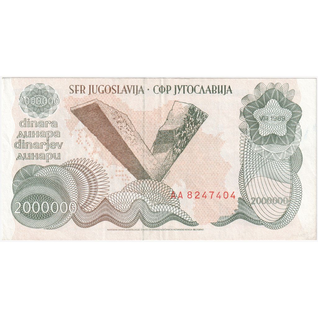 Yougoslavie, 2,000,000 Dinara, 1989-08-01, SPL