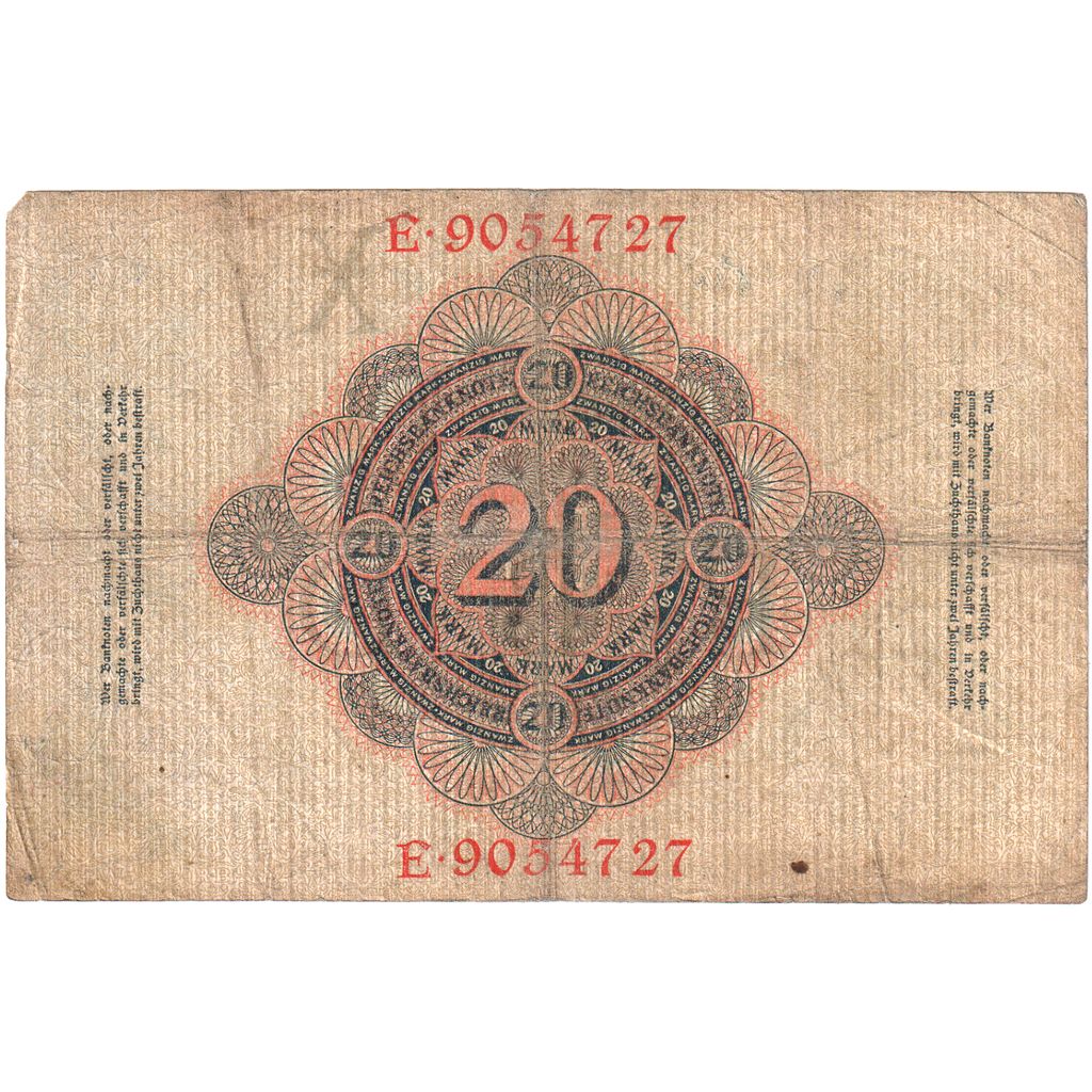 Germany, 20 Mark, 1910-04-21, VF(20-25)