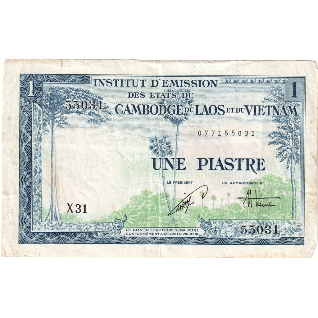 FRANS INDO-CHINA, 1 Piastre = 1 Dong, Undated (1954), TTB
