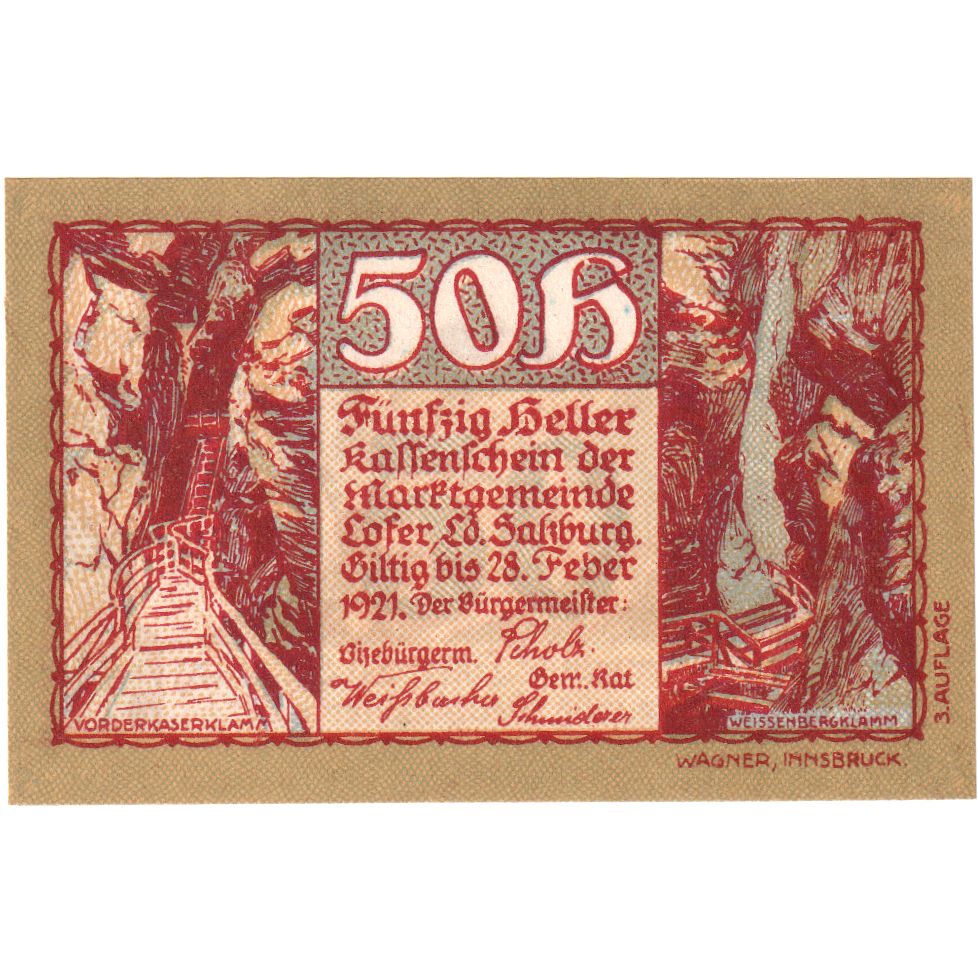 Autriche, Zell am See, 50 Heller, 1921-02-28, SPL
