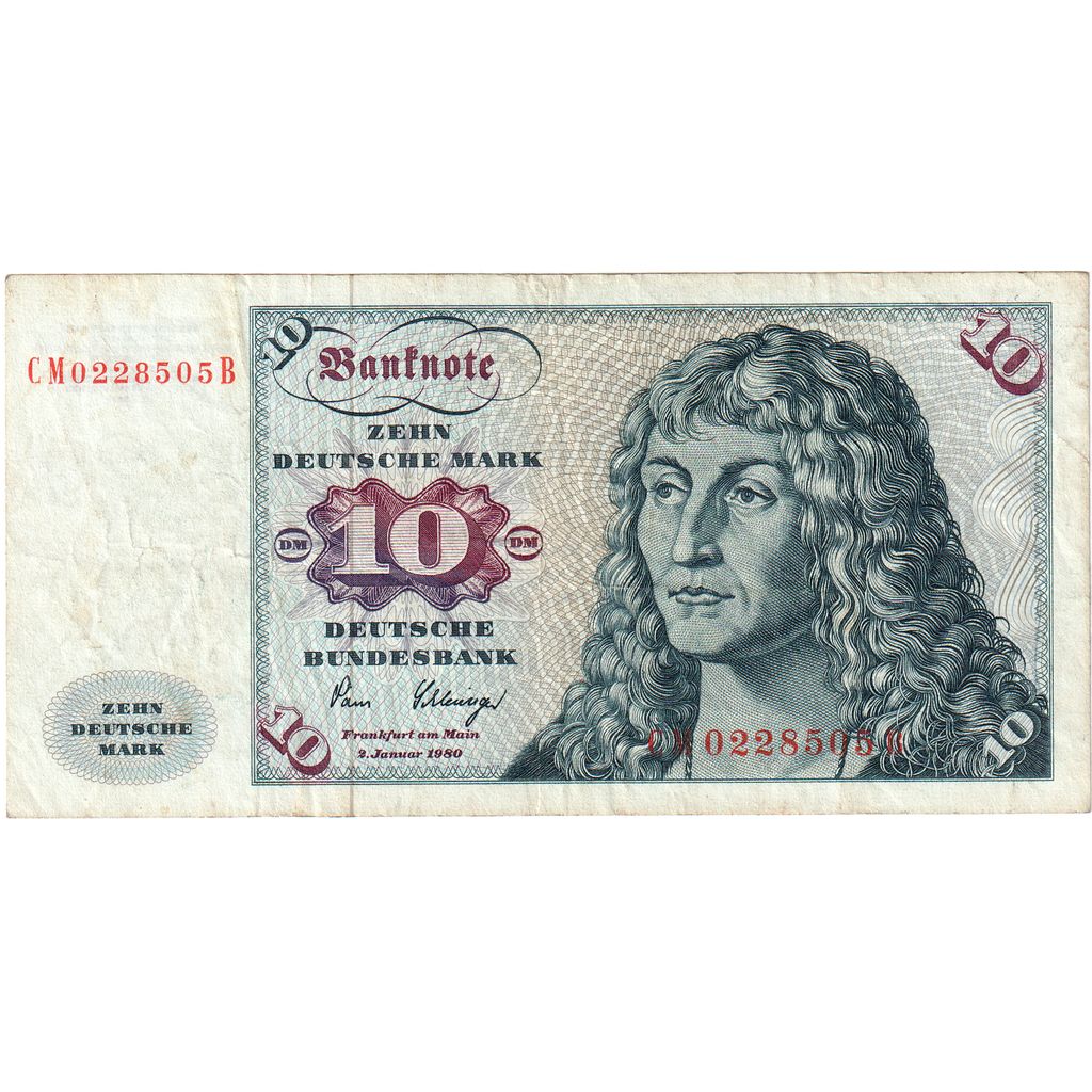 GERMANY - FEDERAL REPUBLIC, 10 Deutsche Mark, 1980-01-02, EF(40-45)