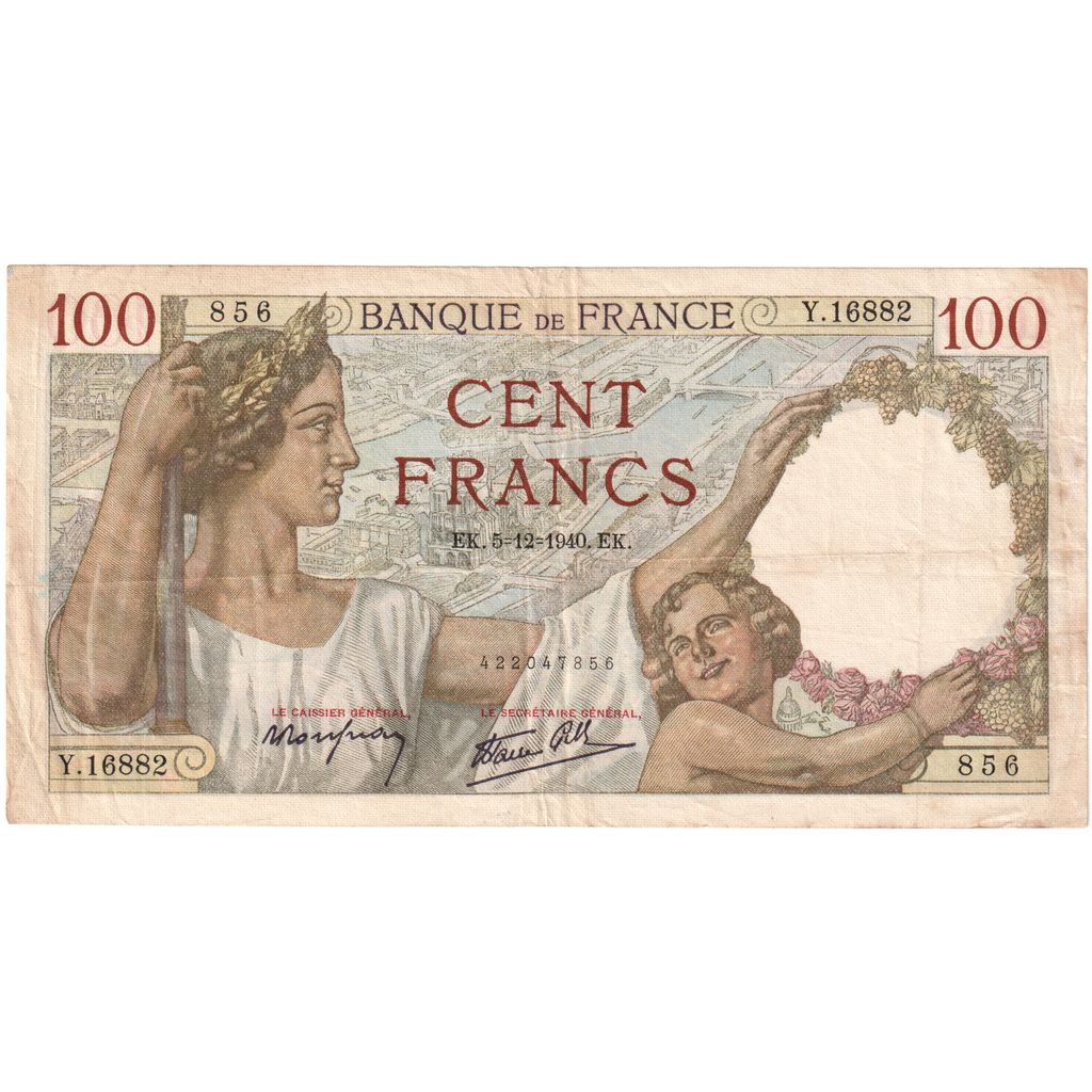 Francia, 100 Francs, Sully, 1940-12-05, Y.16882856, BC+
