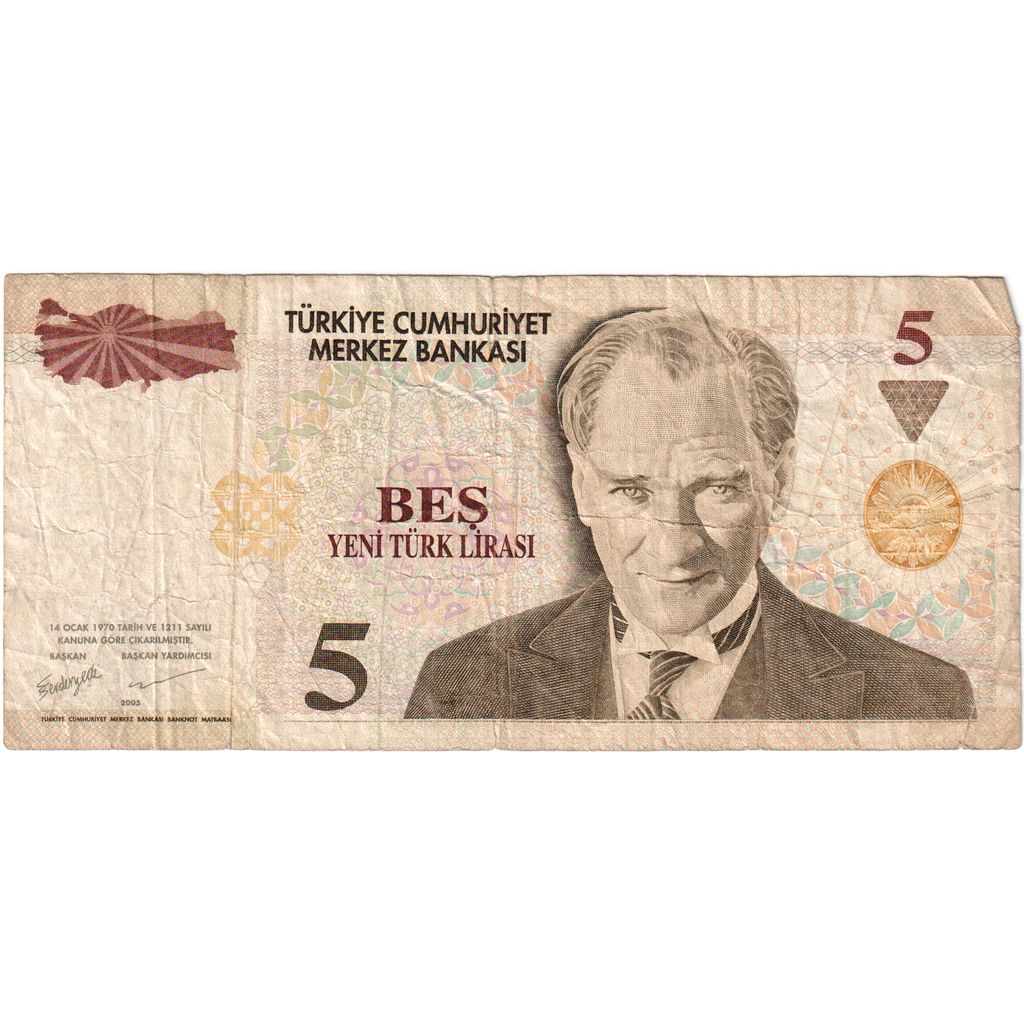Turkije, 5 New Lira, TB+
