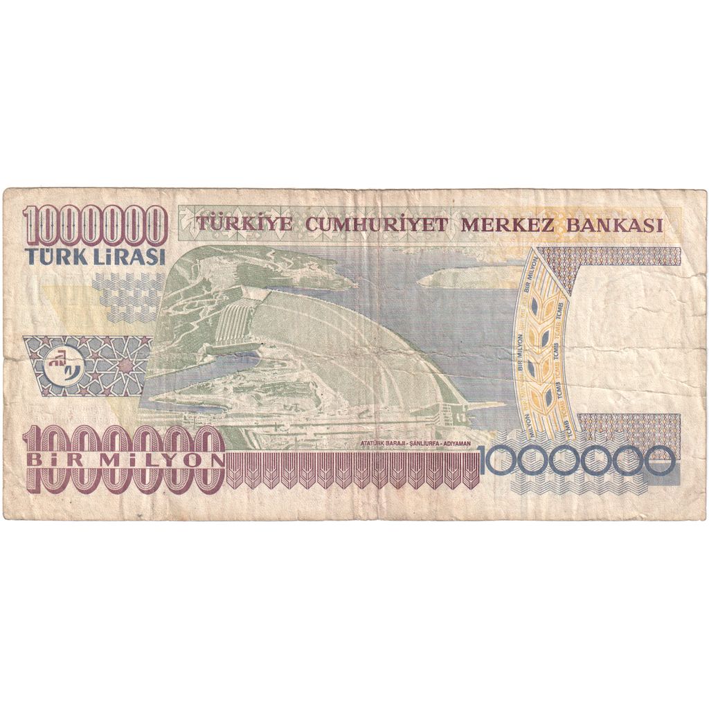Biljet, Turkije, 1,000,000 Lira, KM:213, TB