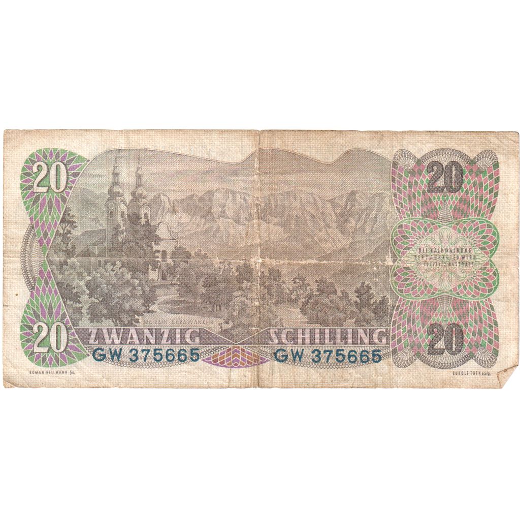 Banknote, Austria, 20 Schilling, 1956, 1956-07-02, KM:136a, VF(30-35)