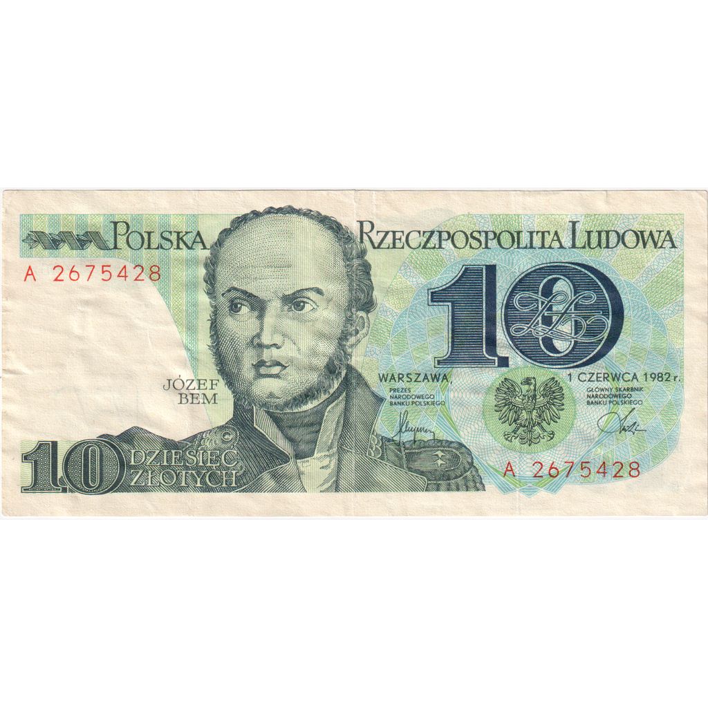 Poland, 10 Zlotych, 1982, KM:148a, 1982-06-01, EF(40-45)