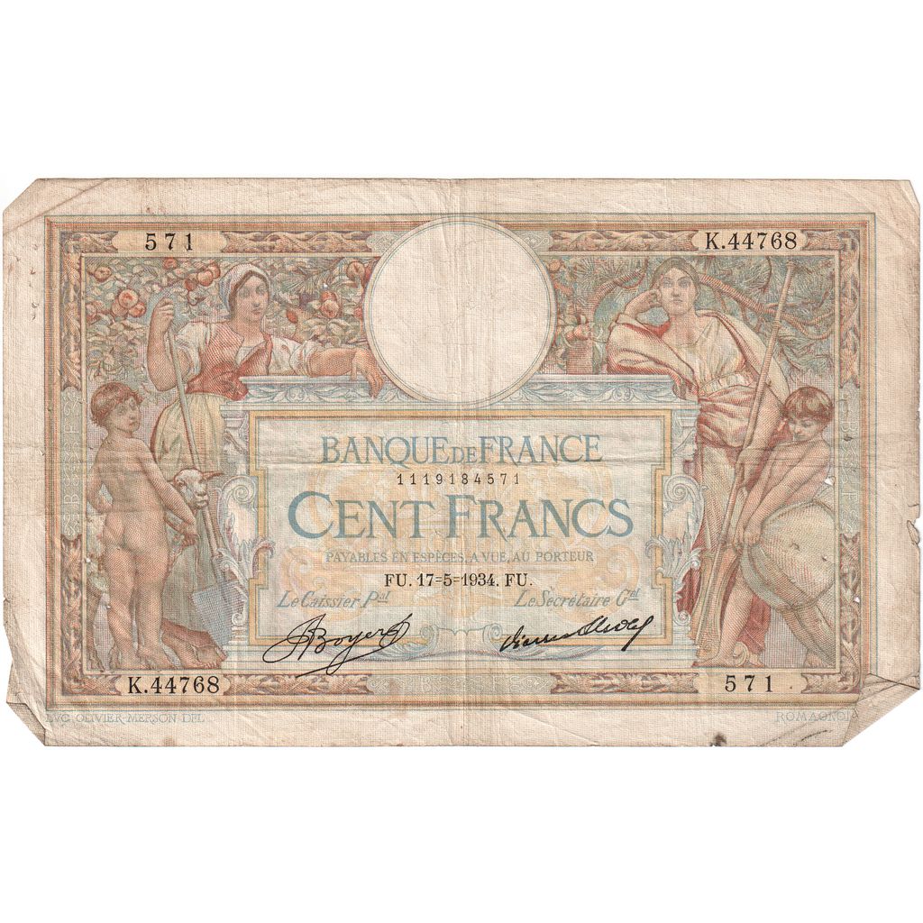 France, 100 Francs, Luc Olivier Merson, 1934-05-17, K.44768571, TB