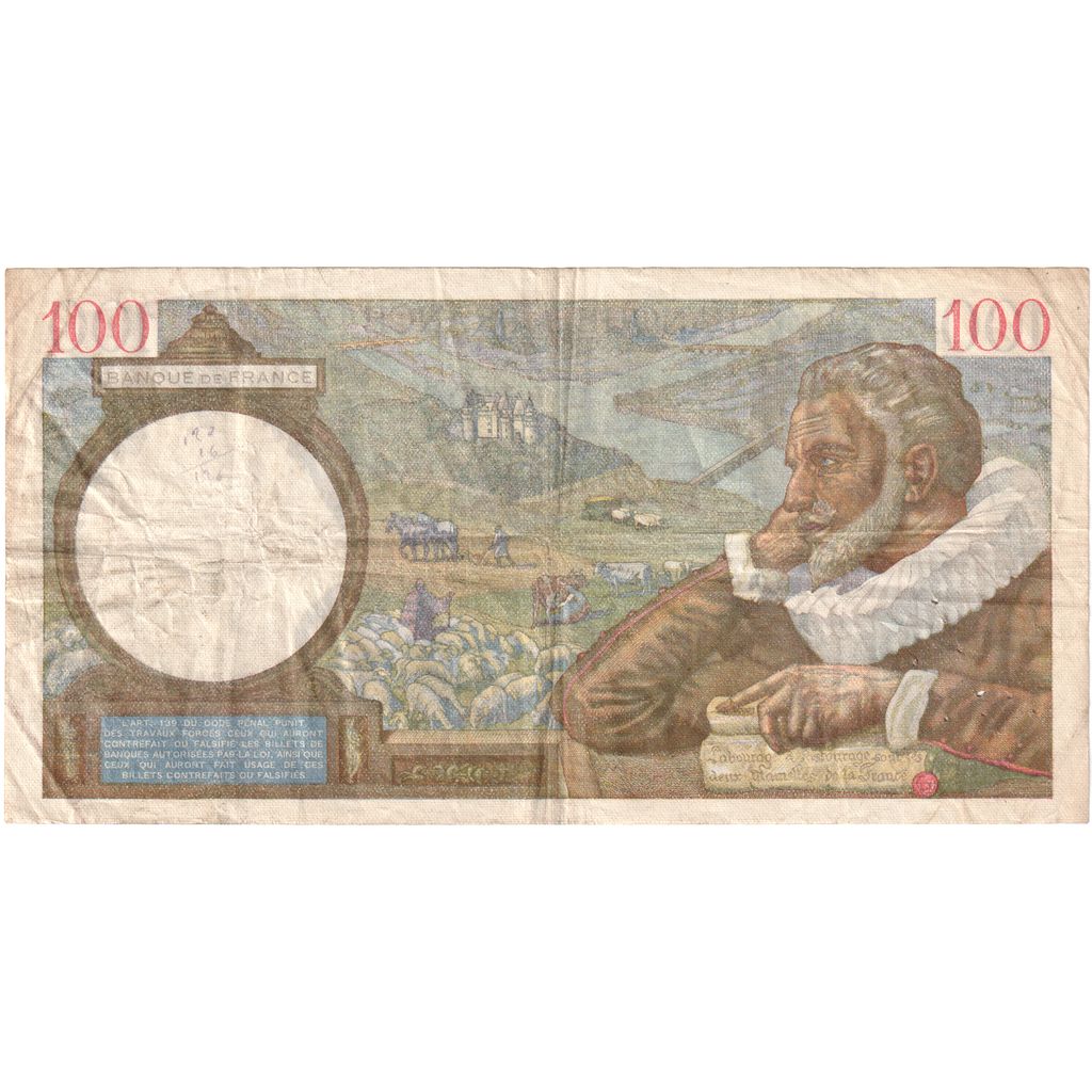 Francia, 100 Francs, Sully, 1941-04-17, Z.20883171, BC+