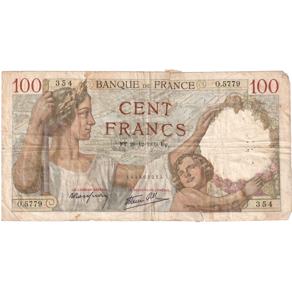 Francia, 100 Francs, Sully, 1939-12-28, O.5779354, BC