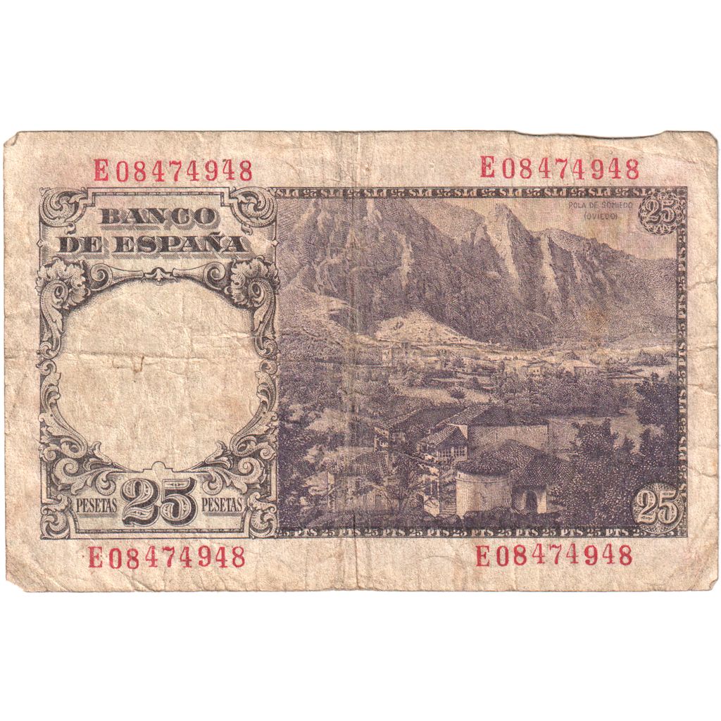 Billete, 25 Pesetas, España, 1946-02-19, KM:130a, BC