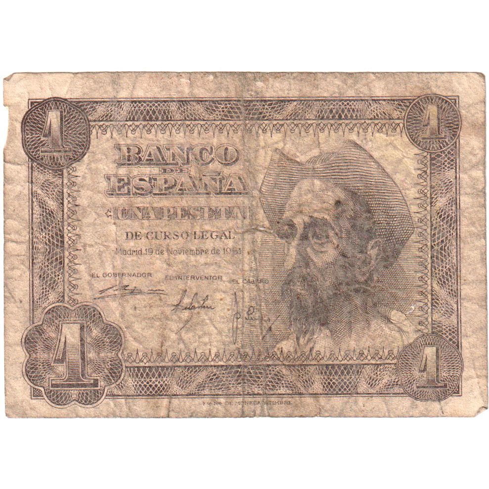 Hiszpania, 1 Peseta, 1951-11-19, VF(20-25)
