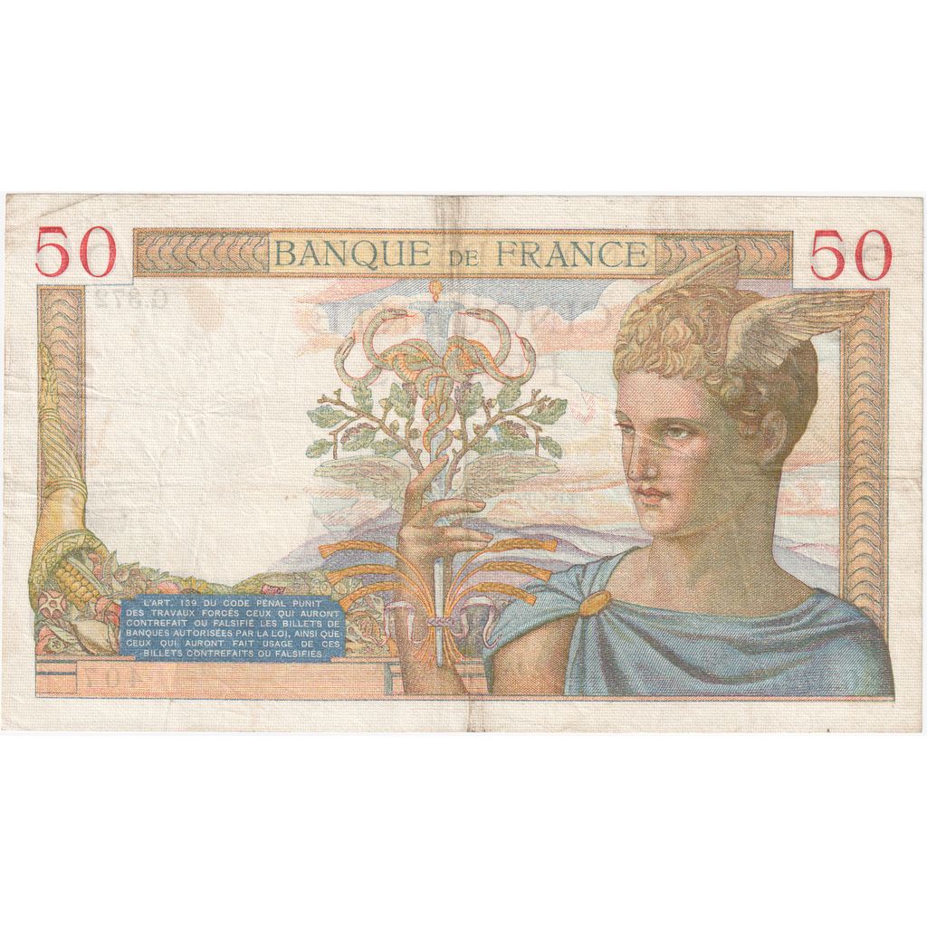 Francja, 50 Francs, Cérès, 1935-12-19, G.3721407, EF(40-45)