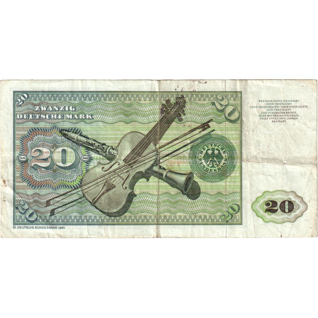 Banknote, GERMANY - FEDERAL REPUBLIC, 20 Deutsche Mark, 1980, 1980-01-02